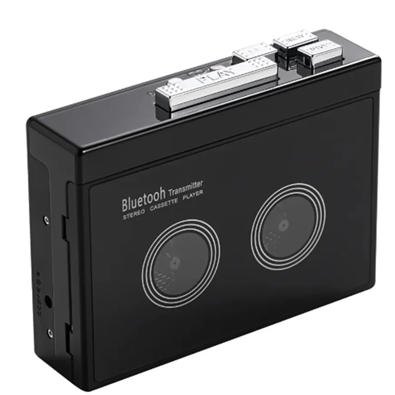 Black Retro Stereo Cassette Player Walkman Cassette Tape Music Audio Auto Reverse with Bluetooth-Elect