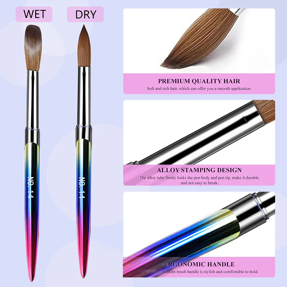 No.10/12/14/16 20-26mm crylic Nail Brush Pen for Acrylic Application Professional Acrylic Powder Extension 3D Carving Tools 5