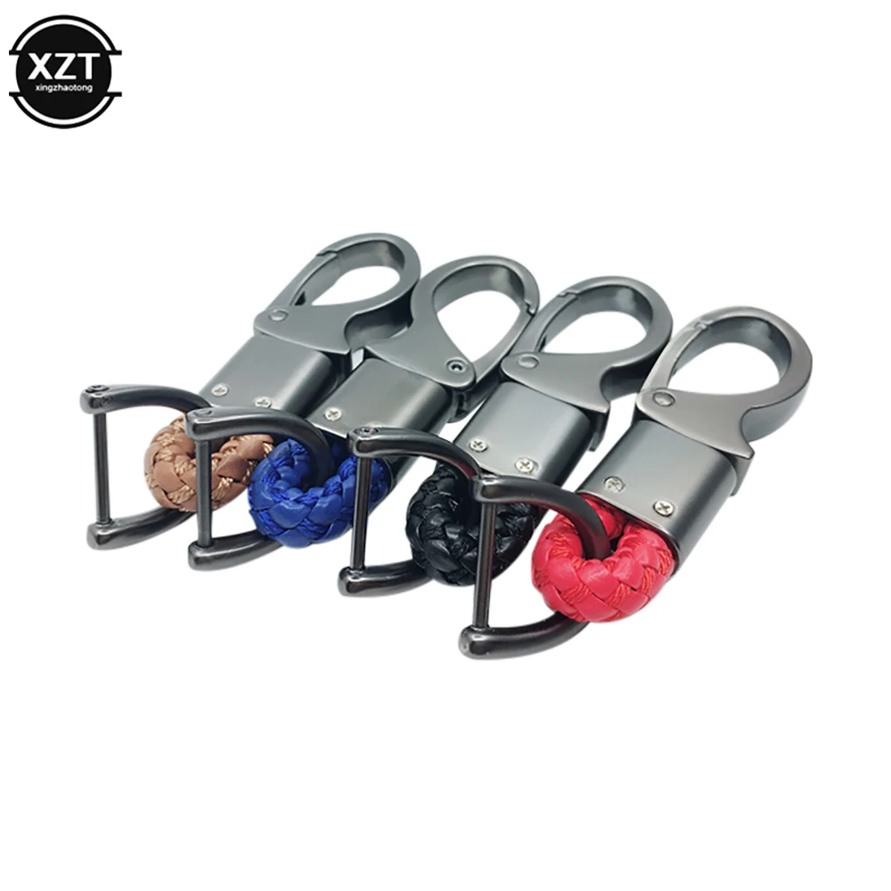 Elegant Leather Cord Horseshoe Key Ring Keychain