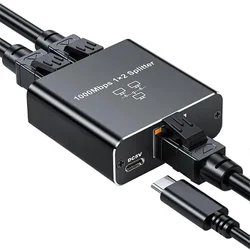 Gigabit Ethernet Cable Splitter and Extender Adapter (Black)