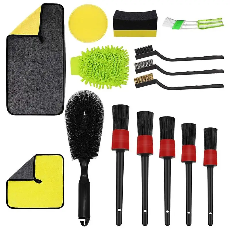 

Car Detailing Brush Set Universal Automobiles 15 Pcs Interior Detailing Brushes Auto Dusting Cleaning Accessories For Vehicles