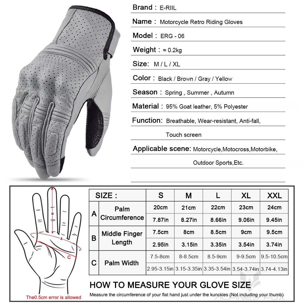 Vintage Gray Waterproof Leather Motorcycle Gloves - Full Finger Protection
