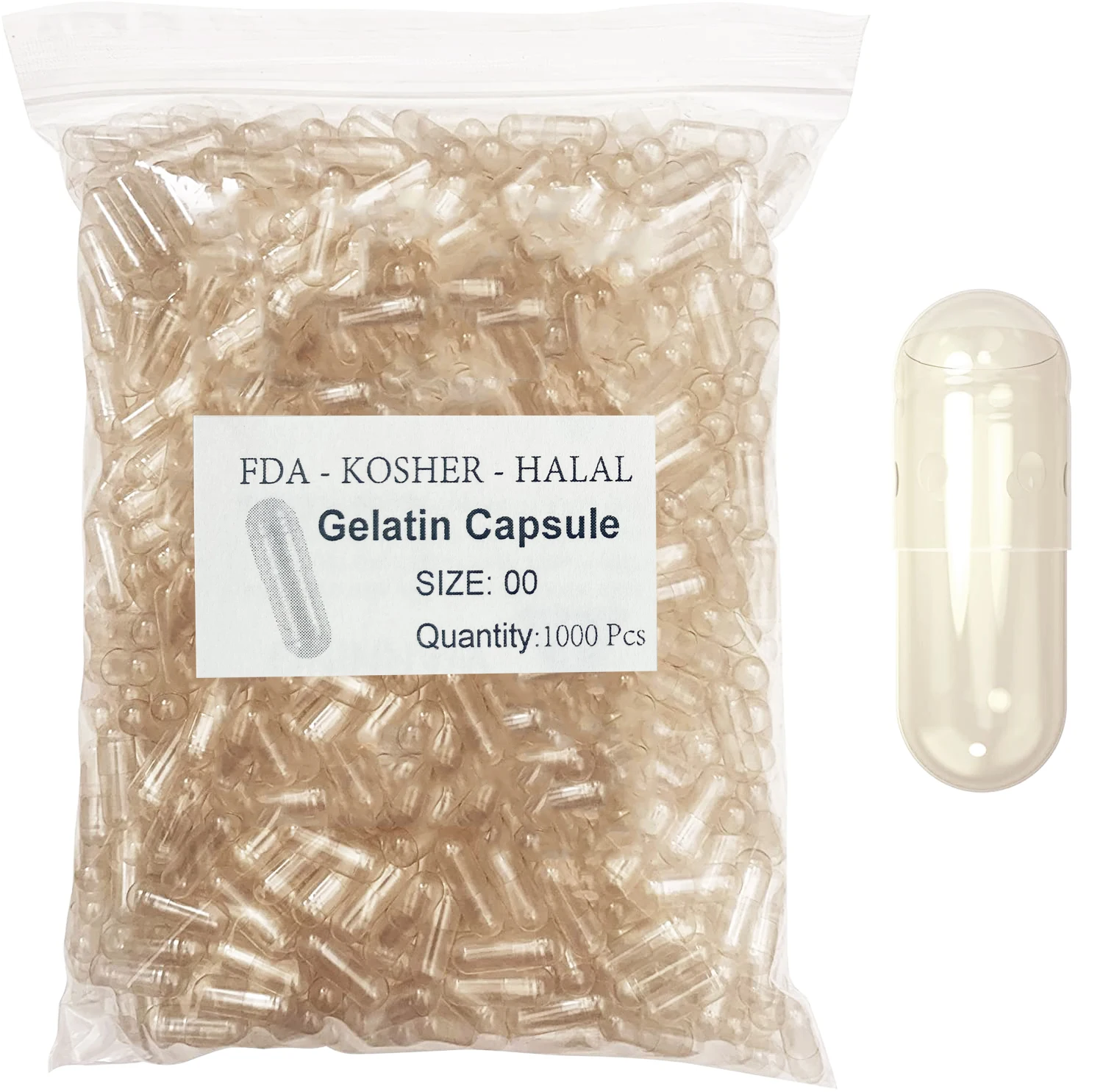 Gelatin Capsules 1000PCS Standard Size 000# 00# Empty Capsules Gelatin Clear Hollow Hard Transparent Seperated Joined