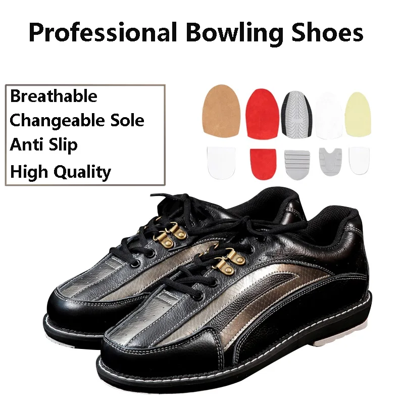 Bowling Shoes Unisex Changeable Sole Professional Women Men Anti-skid Sports Sneakers Casual Cushioning 35-47