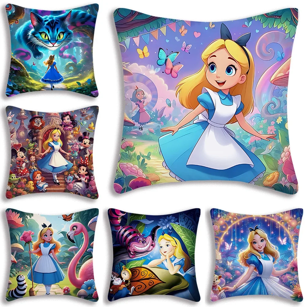 Pillow Covers Cartoon Alice in Wonderland Sofa Decorative Double-sided Printing