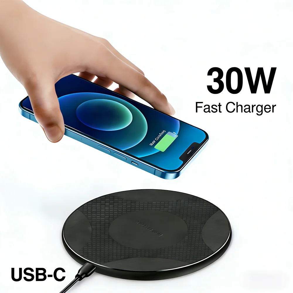 30W Wireless Charger Pad Fast Wireless Charging Station For Samsung Galaxy S25 S24 S23 S22 Xiaomi iPhone17 16 15 14 13  Pro Max