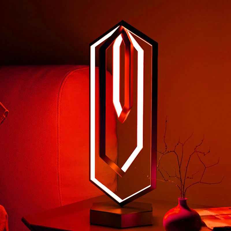 

Modern RGB Polygon Remote Control Table Lamp APP Atmosphere Metal Club Light Living Room Bedroom Decoration Lamps Bedside Lamp