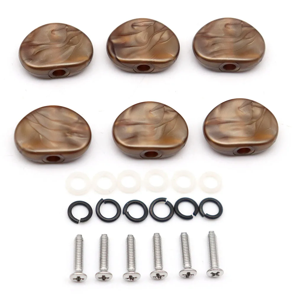 6 Clavijas De Afinación Para Guitarra Acústica - Botones De Madera Semicírculo - Incluye Tornillos Y Juntas