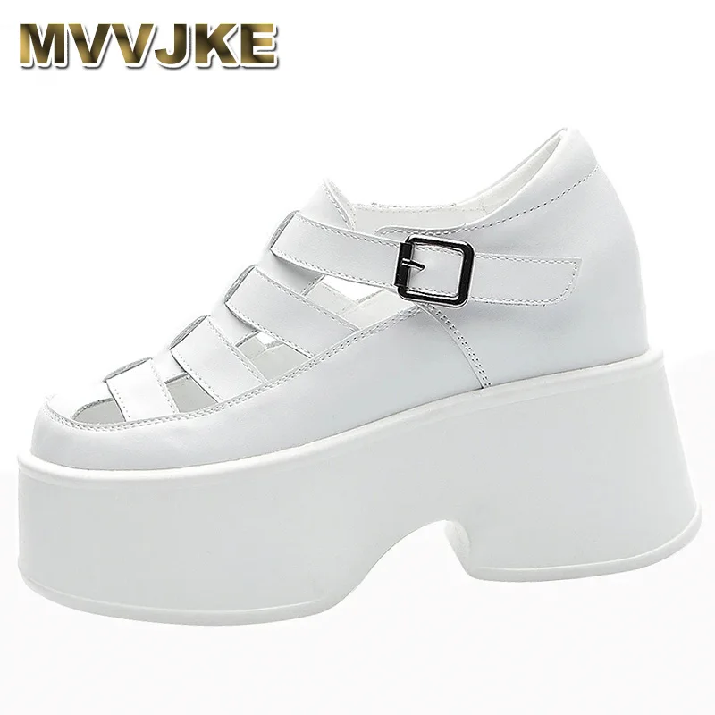 

11CM New Women Sandals Hollow Shoes Hook Platform Wedge Super High Hidden Heels Ladies Breathable Fashion Summer Round Toe