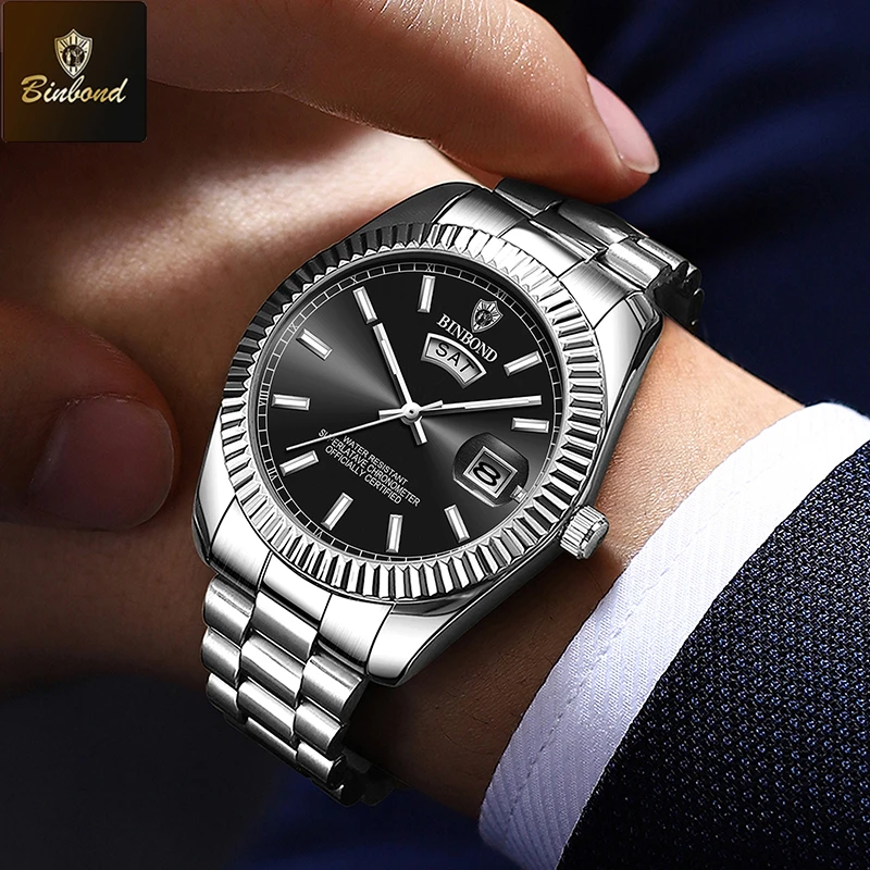 BINBOND Fashion Watch Men Top Brand Luxury Wristwatch Day Date