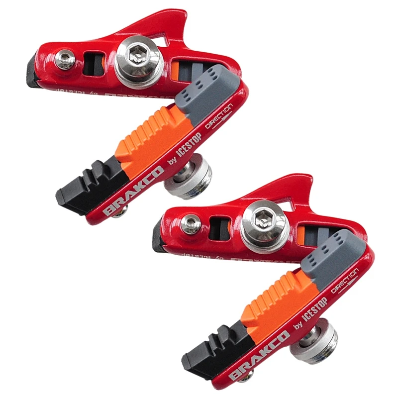 2X BRAKCO Road Bike Brake Pads Bicycle C Brake Pad Bicycle Parts Red