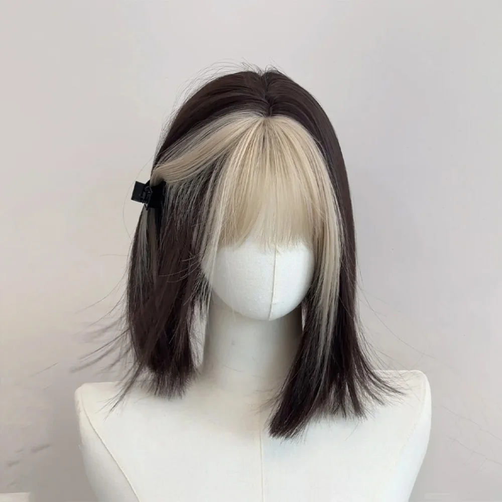 Synthetic Black Yellow Hair Wig for Women Bob Style