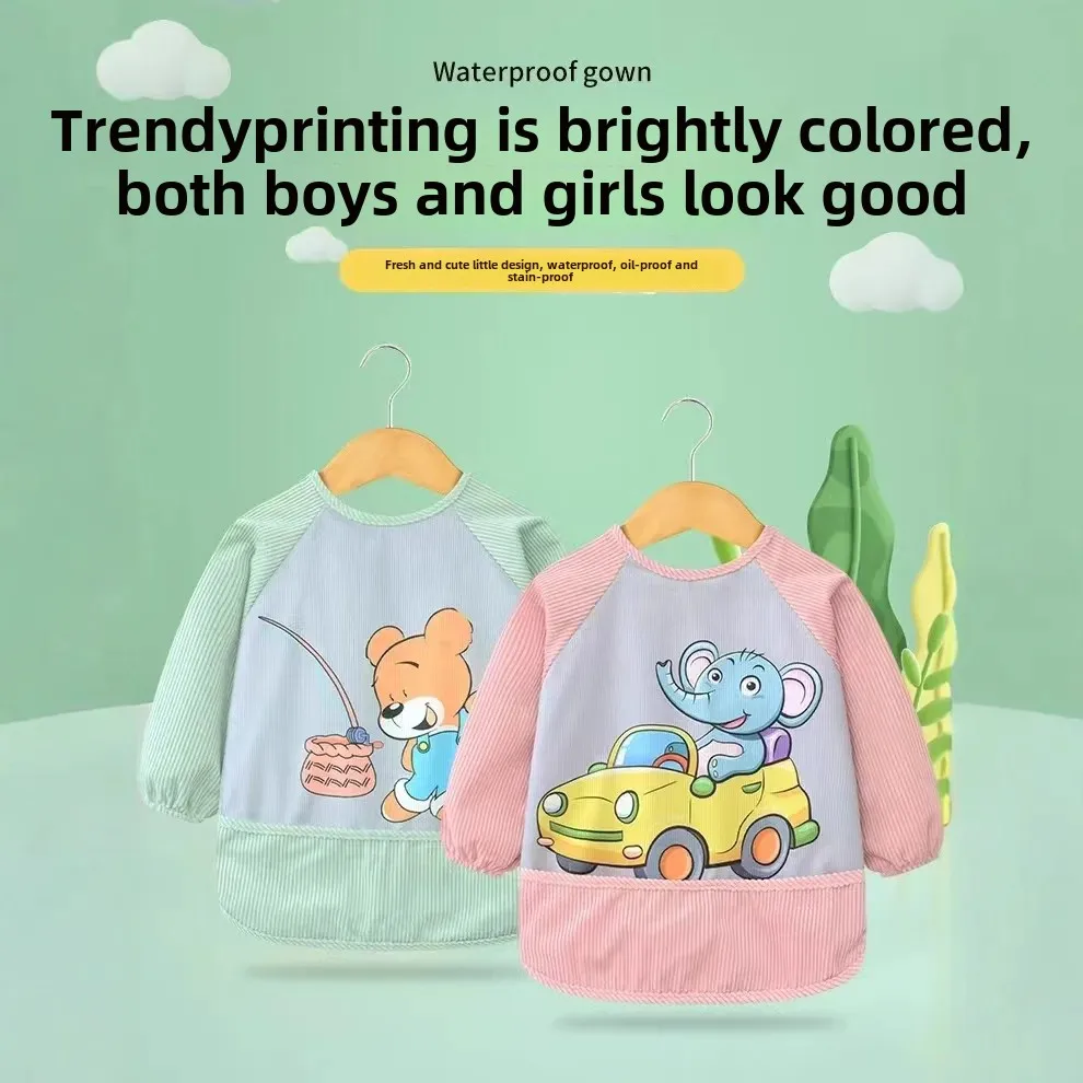 Waterproof Dirty Proof Children's Apron Unisex Baby Bibs Eating Clothes Outerwear Baby Apron for Autumn Winter Season