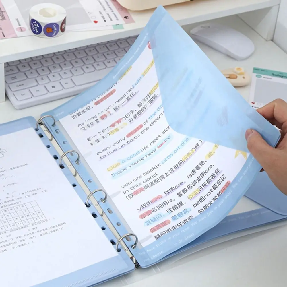 Simple Loose Leaf A4 File Folder 11-Hole Students Stationery Exam Paper Storage Bag Transparent Data Book Back To School Gift - 3