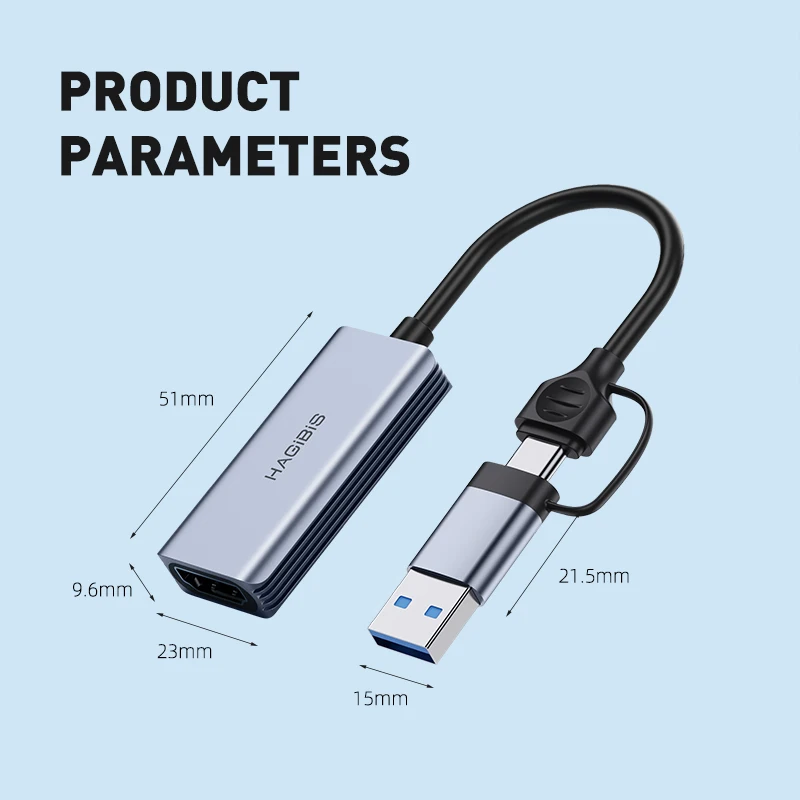 Hagibis USB 3.0 비디오 캡처 카드, PD 포트, 고속 충전, iPad HDMI에서 USB C 타입 게이밍 라이브 스트리밍 비디오 녹음기