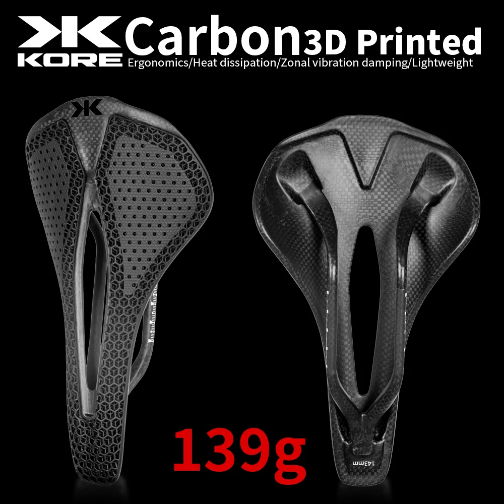 KORE Ultralight Carbon Fiber Road Bike Saddle 3D Printed 7x9
