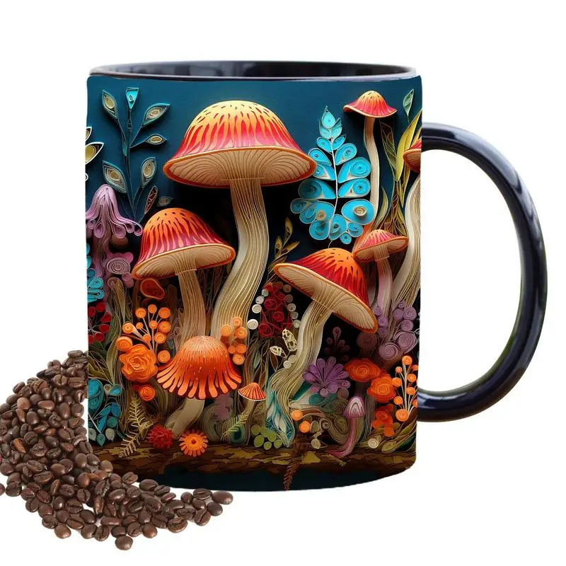 

3D Mushroom Mugs Ceramic Coffee Mugs Novelty Drink Cup Elegant 3D Mushroom Tea Cup Water Cup For Offices And Home Christmas