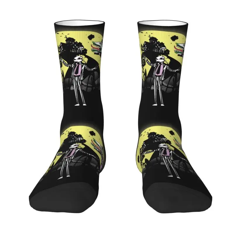 

Cute Print Retro Vintage Beetlejuice Socks for Women Men Stretch Summer Autumn Winter Tim Burton Halloween Movie Crew Socks