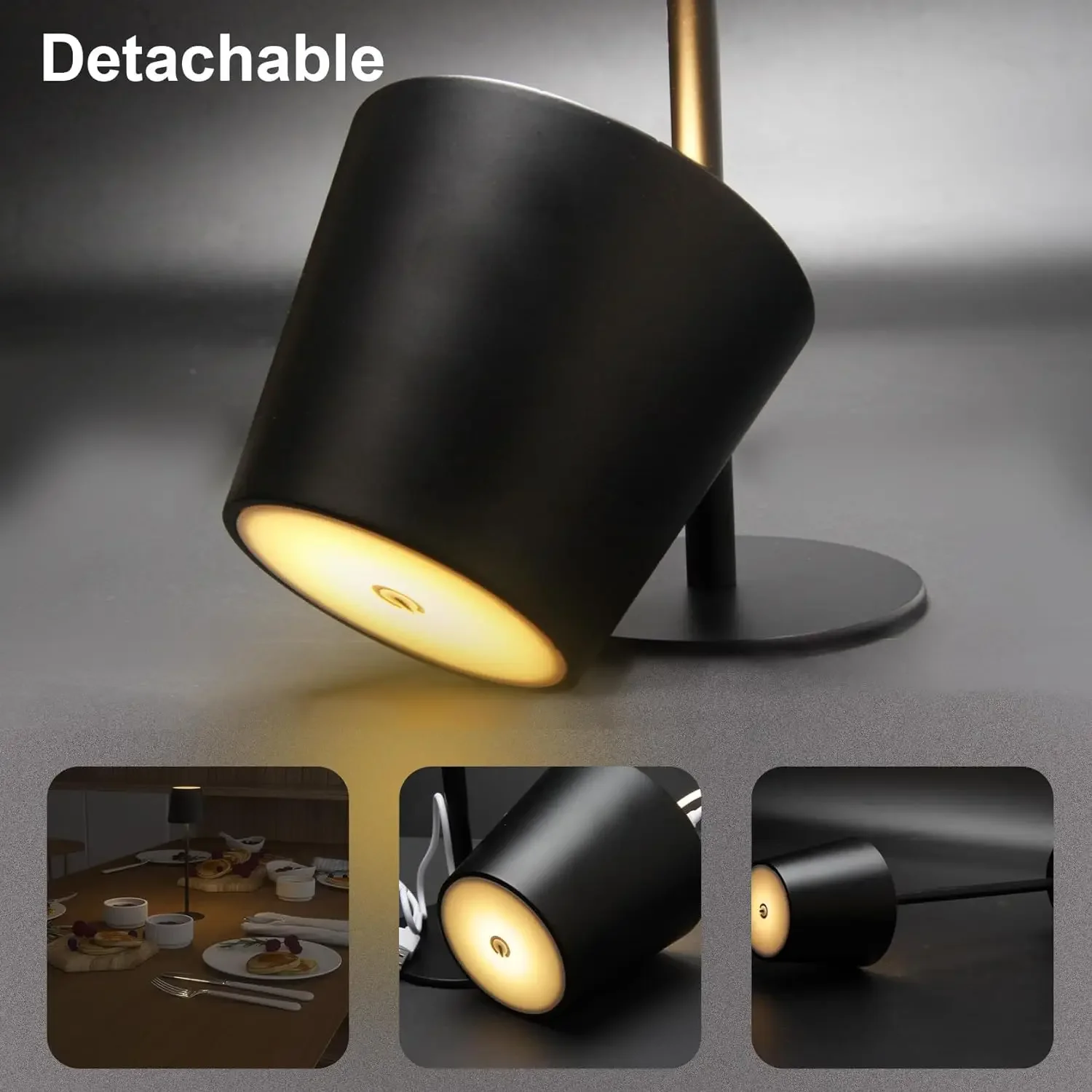 LED 데스크 램프, USB 충전식 테이블 램프, 바 레스토랑 분위기 무선 터치 램프, 호텔 침실용 방수 LED 조명