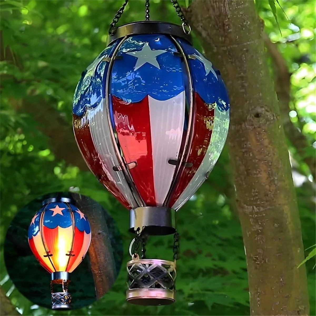 Hot Air Balloon Solar Lantern Outdoor Waterproof Garden Patio Porch Tree Yard Decorations