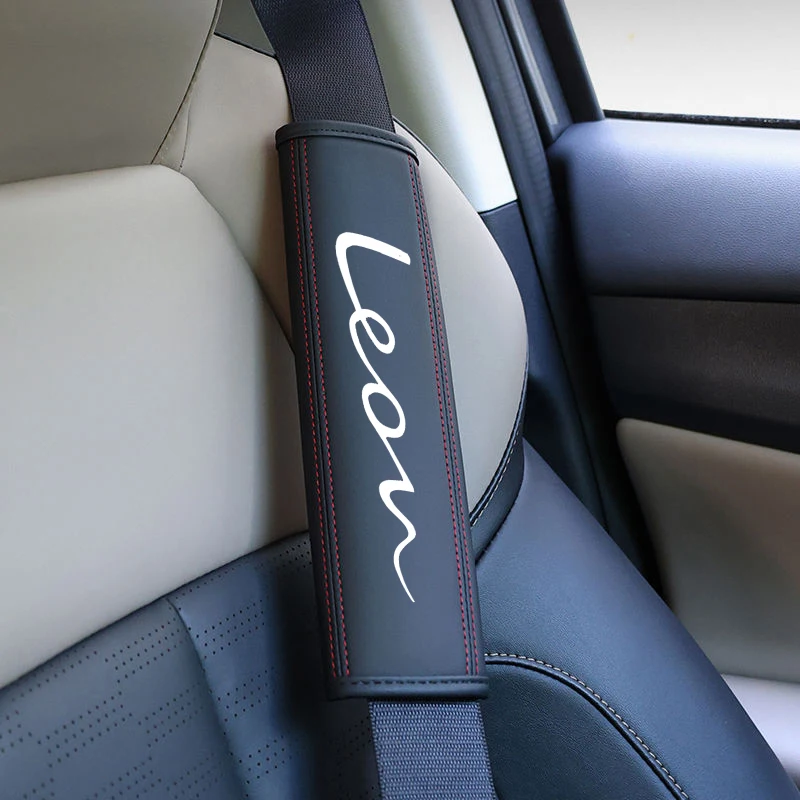 Premium Leather Car Seat Belt Shoulder Covers - Set of 2