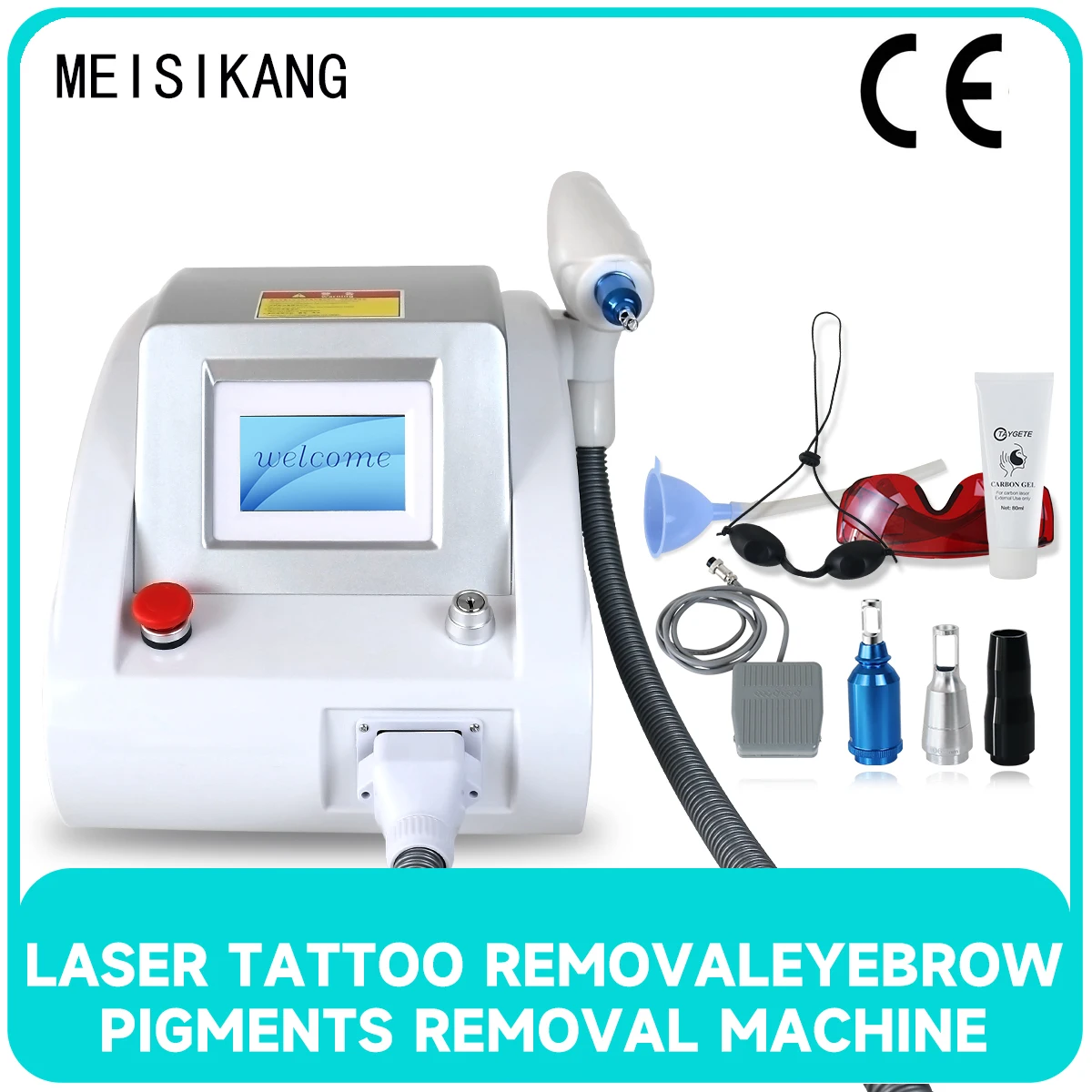MEISIKANG Láser Nd Yag Q Switched profesional, máquina de eliminación de tatuajes, eliminación de pigmentación, peeling de carbono, lavado de cejas, rejuvenecimiento de la piel, portátil, 1064 nm, 523 nm