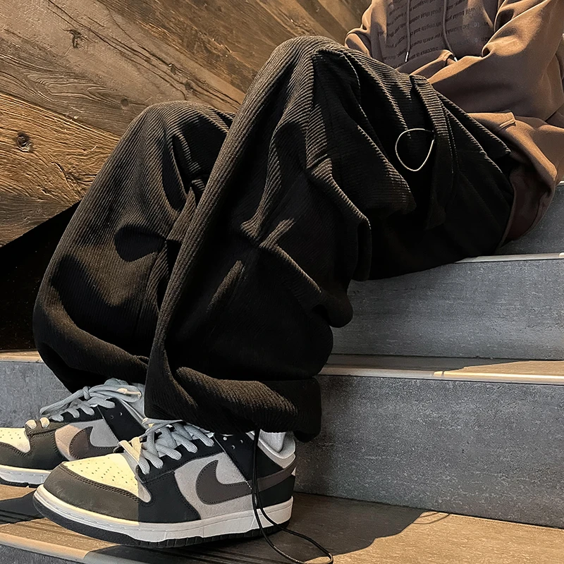 

Corduroy Men's Joggers Pants Streetwear Black Man Cargo Pants Spring Autumn High Wasit Man Oversized Harem Pants Sweatpants