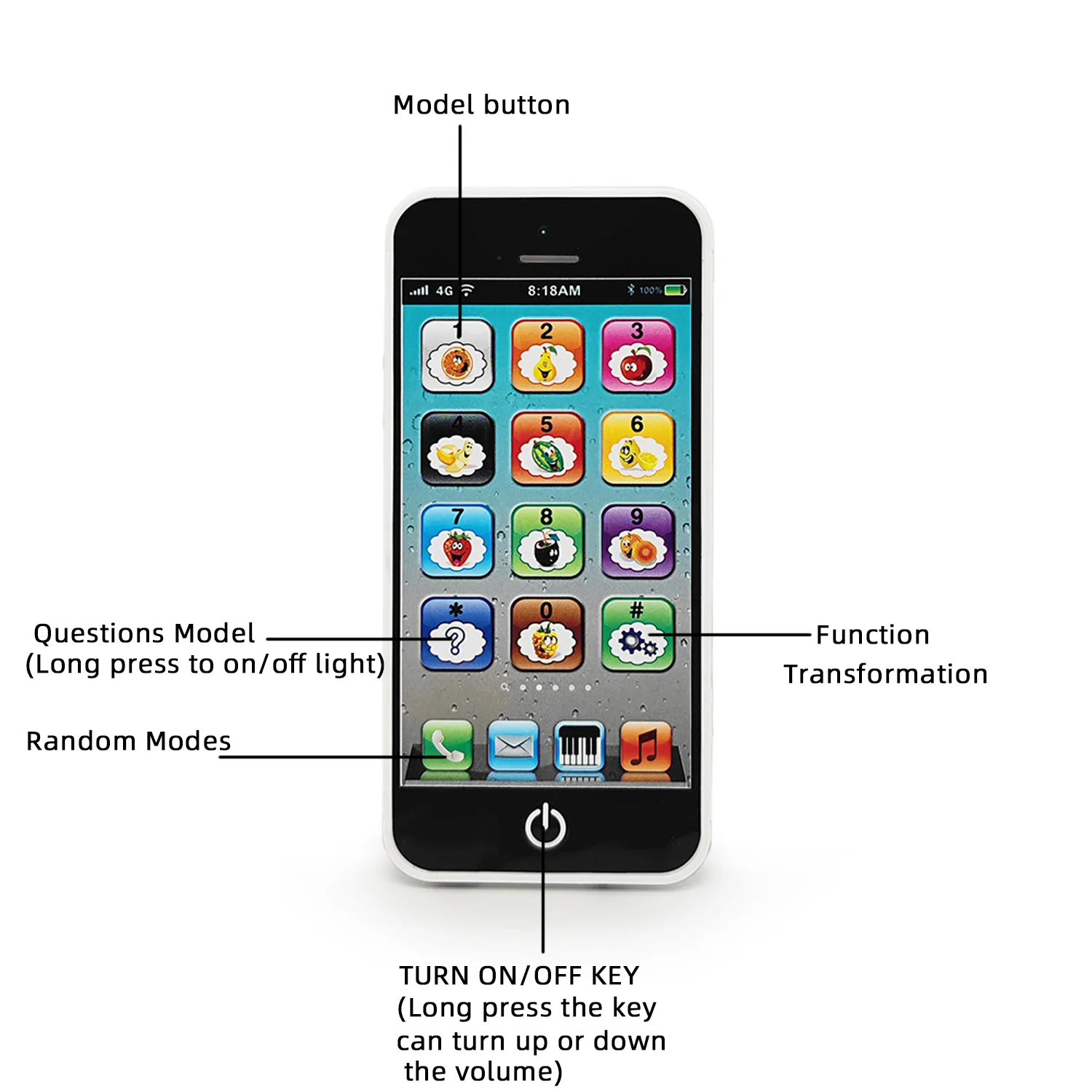 Children's English mobile phone color lighting charging puzzle toy early education machine English simulation telephone 4