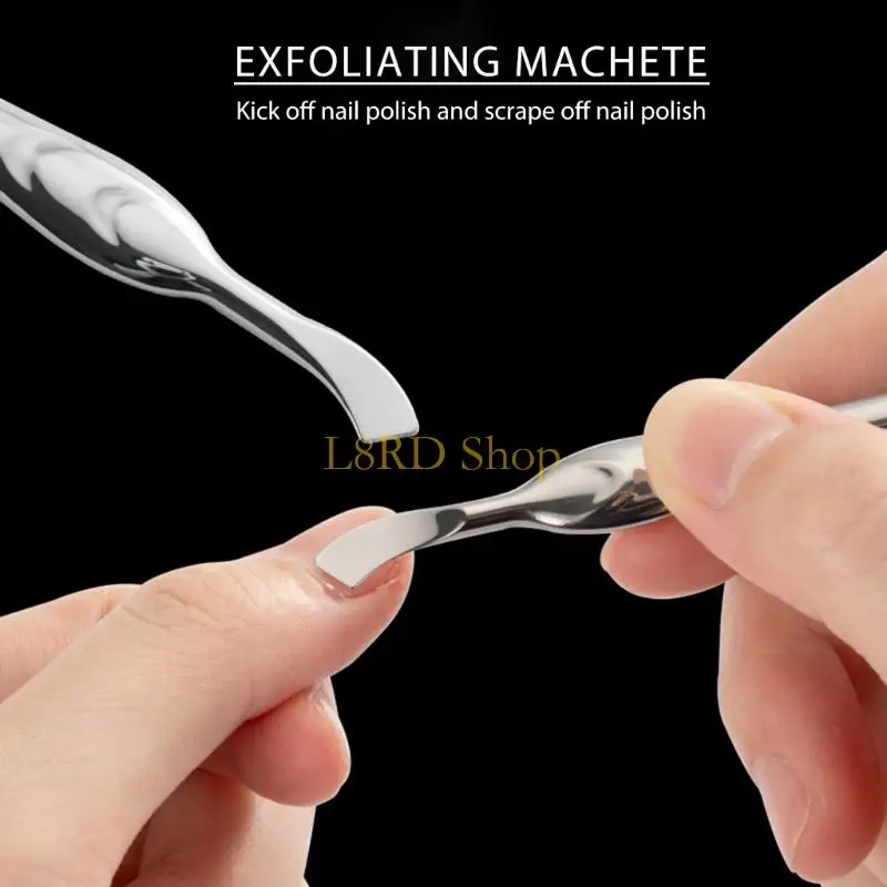 L8RD Cuticle Pusher Stainless Steel Cuticle Cutter Nails Tool for Manicures Pedicures