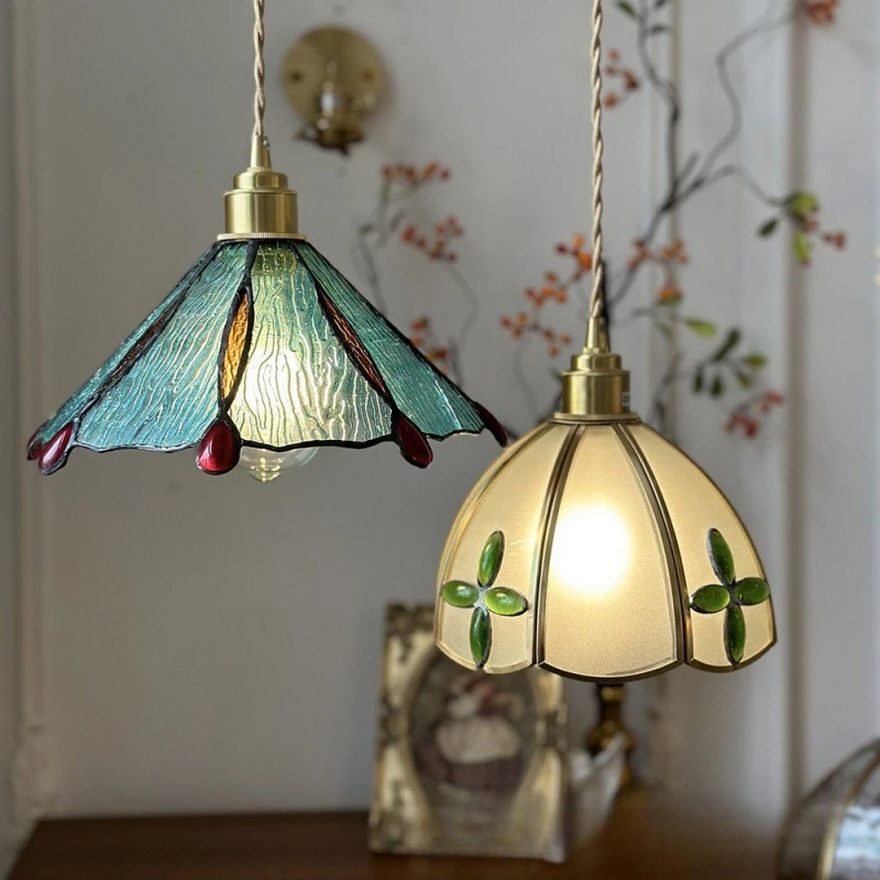 Home Decoration Vintage Pendant Lights Tiffany Glass Hanging Lamp Kitchen Island Light Living Room Dining Suspension Luminaire