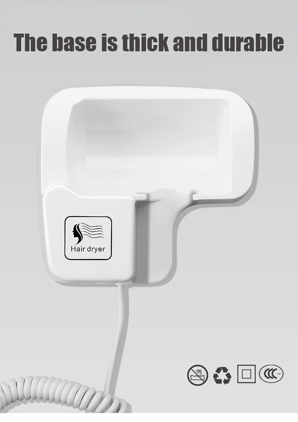 Secador de Cabelo Fixado na Parede Casa de Banho Perfuração com 3m Profissional Hotel Forte Vento Banheiro Homestay Sopro Livre Cola 5 Computers & Electronics