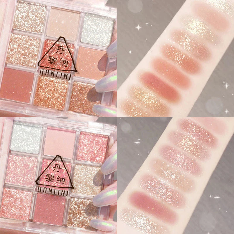 Eye Shadow Eye Shadow Plate 9 Color Eyeshadow Palette Pearlescent Matte Earth Transparent Grid Eyeshadow Nine-color Acrylic Nine Square Peach Charming Makeup