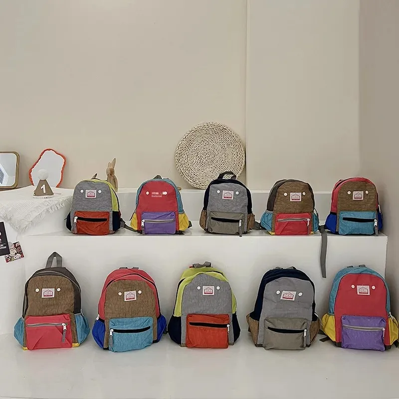Cute Children's Kindergarten Backpack Boys And Girls Color Block Small Backpack Trendy Hot Sale Of The Season Double Shoulder Ba 3