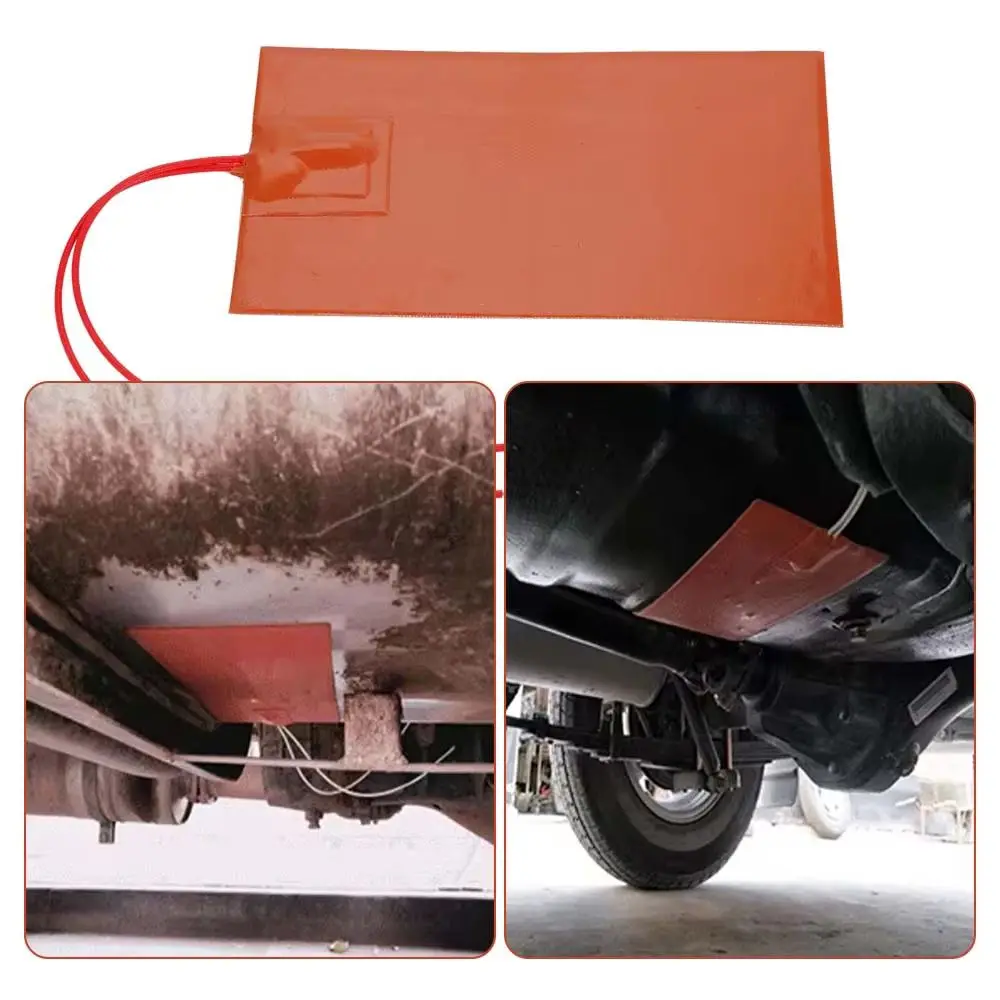 แผ่นทำความร้อน 12V 24V ขนาด 230*130 มม. แผ่นทำความร้อนใต้ถังน้ำมัน ฟิล์มทำความร้อนซิลิโคนยาง แผ่นทำความร้อนแบบมีเทอร์โมสตัทอเนกประสงค์แบบติดเอง 1