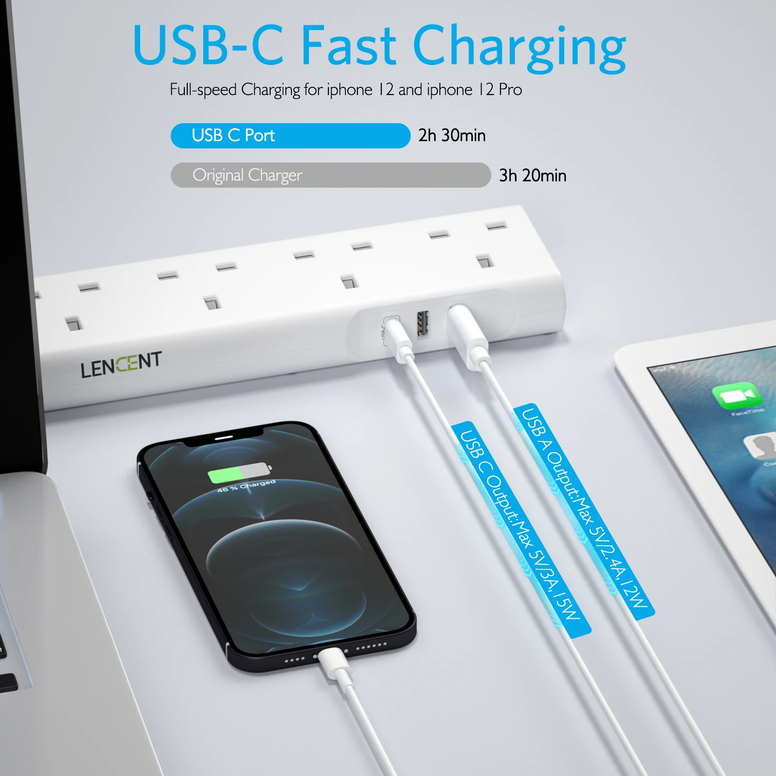 10-in-1 USB Charging Station With 4 Outlets 6 USB Ports - 20W Fast Charging Power Strip