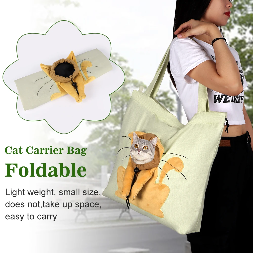 Pet Canvas Handbag Portable Cat Carrying Bag Soft Pet Carrying