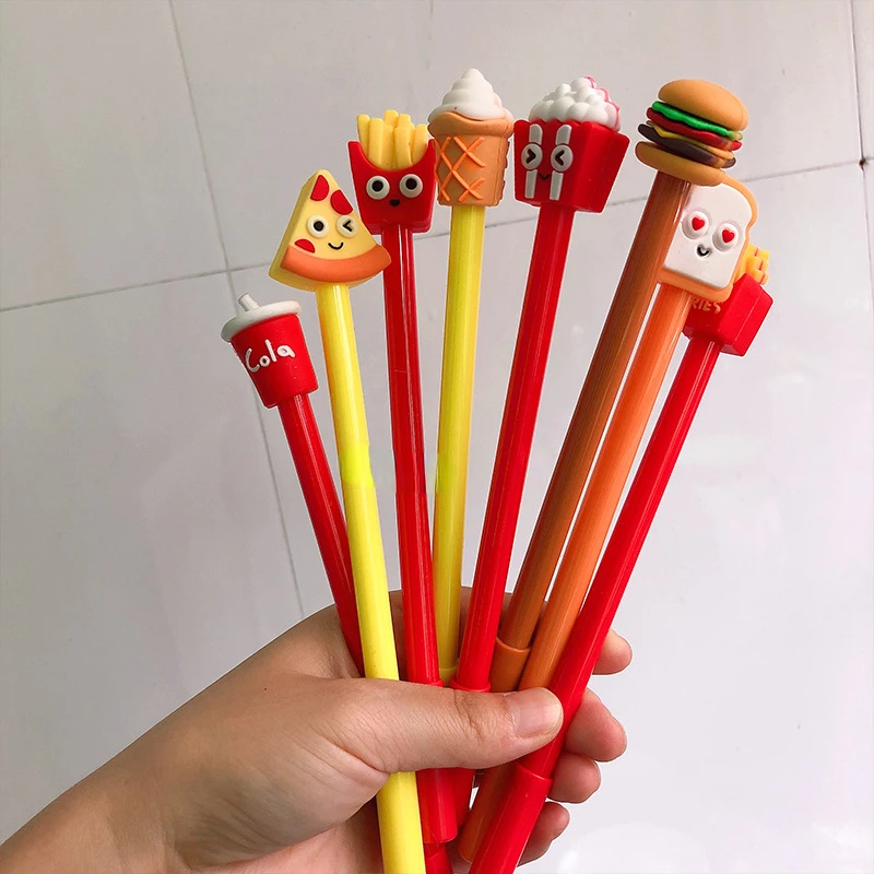 10 pz/set di simulazione creativa cibo penna Gel patatine fritte Cola Burger cartone animato firma penna Gel carino penna scuola scrittura penne cancelleria