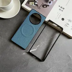 Enhanced Silicone Carbon Fiber Magnetic Protective Back Cover Shell for Find N2 (Light blue)