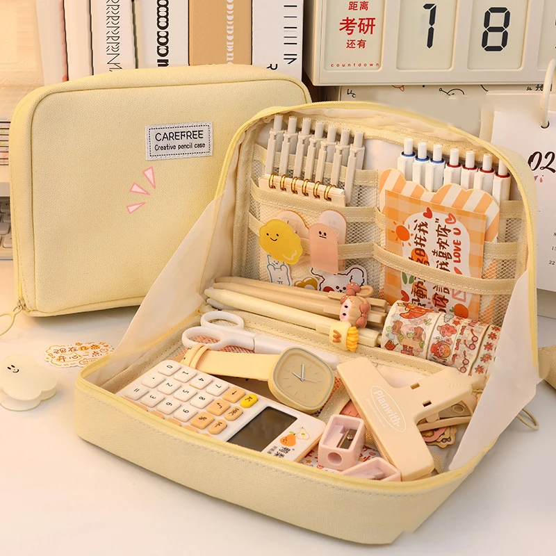 

Милые нейлоновые пеналы в Корейском стиле, большая емкость, милая сумка, принадлежности для девушек, офисные принадлежности, косметичка