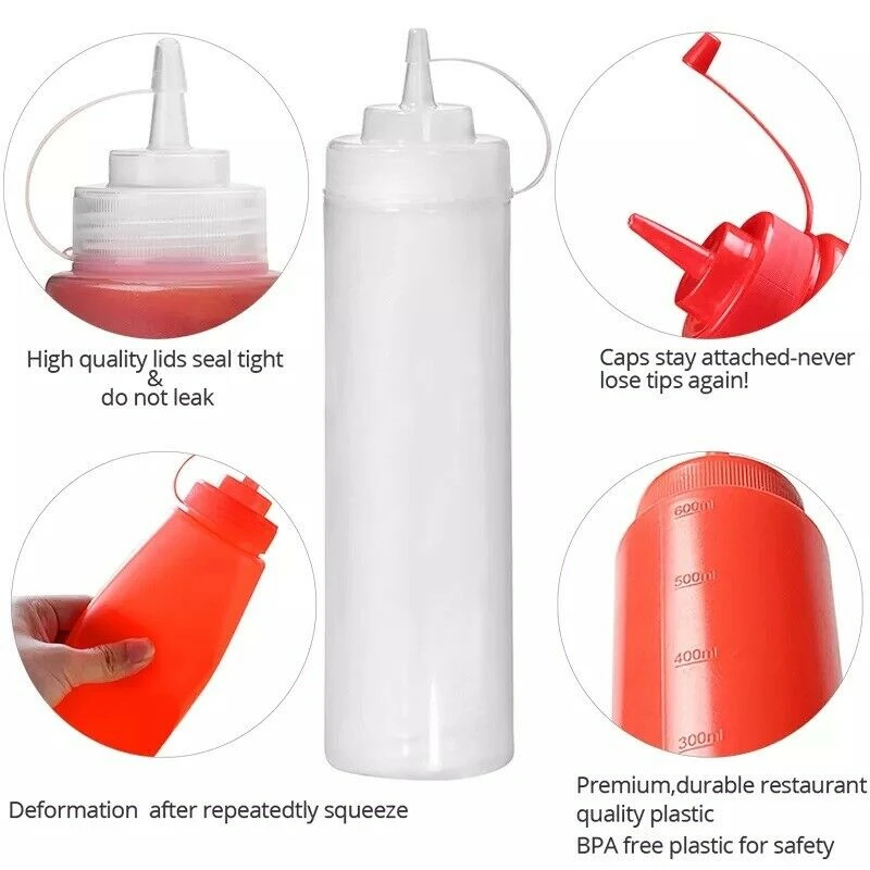 1/2pcs Squeeze Condiment Bottles With Nozzles Ketchup BBQ Sauces Olive Oil Bottle Dispenser Squeeze Sauce Bottle Kitchen Gadget