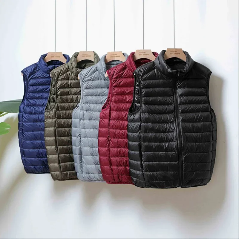 Mens Jacket Men Down Vests Man Duck Down Vest Coat Ultralight Sleeveless Windproof Waistcoat Portable Puffy Jackets For Men