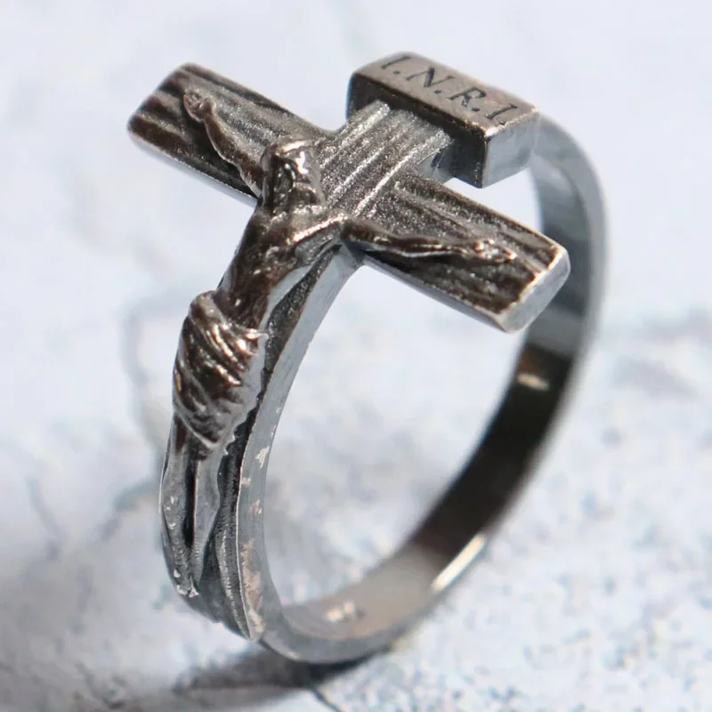 8g Jesus Christ Crucifix Cross Christian Rings  Customized 925 Solid Sterling Silver Rings Many Sizes 6-13