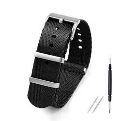 Premium Solid Color Nylon Watch Strap - Adjustable, Breathable & Comfortable for All Wrist Sizes (Black)