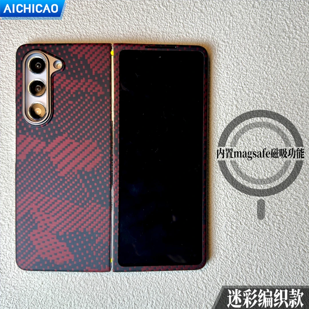 Real Carbon Fiber Case for Samsung Galaxy Z Fold 5, Aramid Fiber, Anti-fall Busines, ACC-Carbon Fiber Case, W24