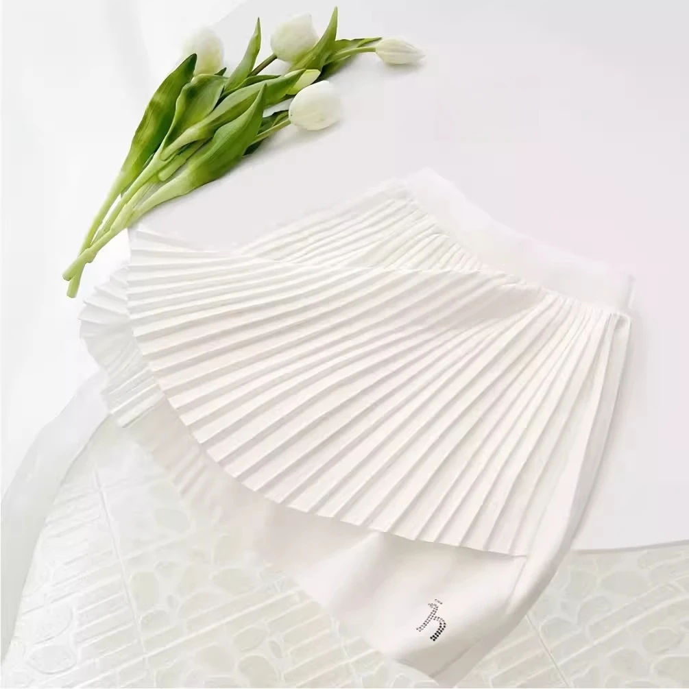 Kids Girls Pleated Skirt Pants With Pocket Teenage Girls Quick Drying Legging Pant Skirt White Elastic Sports Tennis