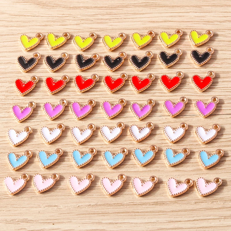 30 stücke 9x9mm süße kleine Emaille Liebe Herz Charms Anhänger für Schmuck machen Tropfen Ohrringe Halsketten Armband DIY Bastel bedarf