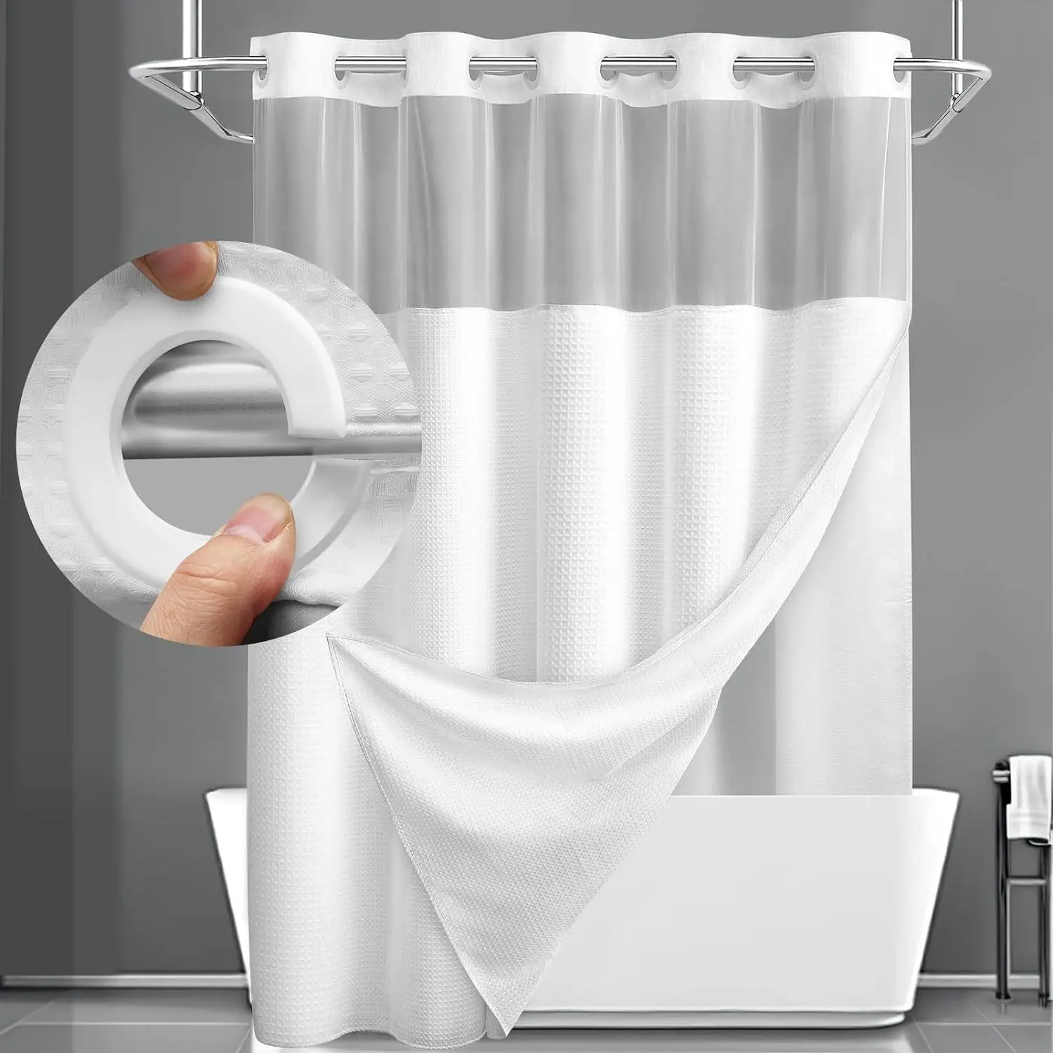 Shower Curtains Double-Layer Waterproof Bathroom Curtain