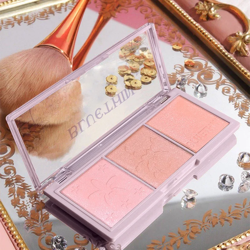 Blush Plate 3 Colors/set Ace Mineral Pigment Cheek Blusher Powder Makeup Professional Contour Shadow Powder Blusher Blush Powder Facial Blusher