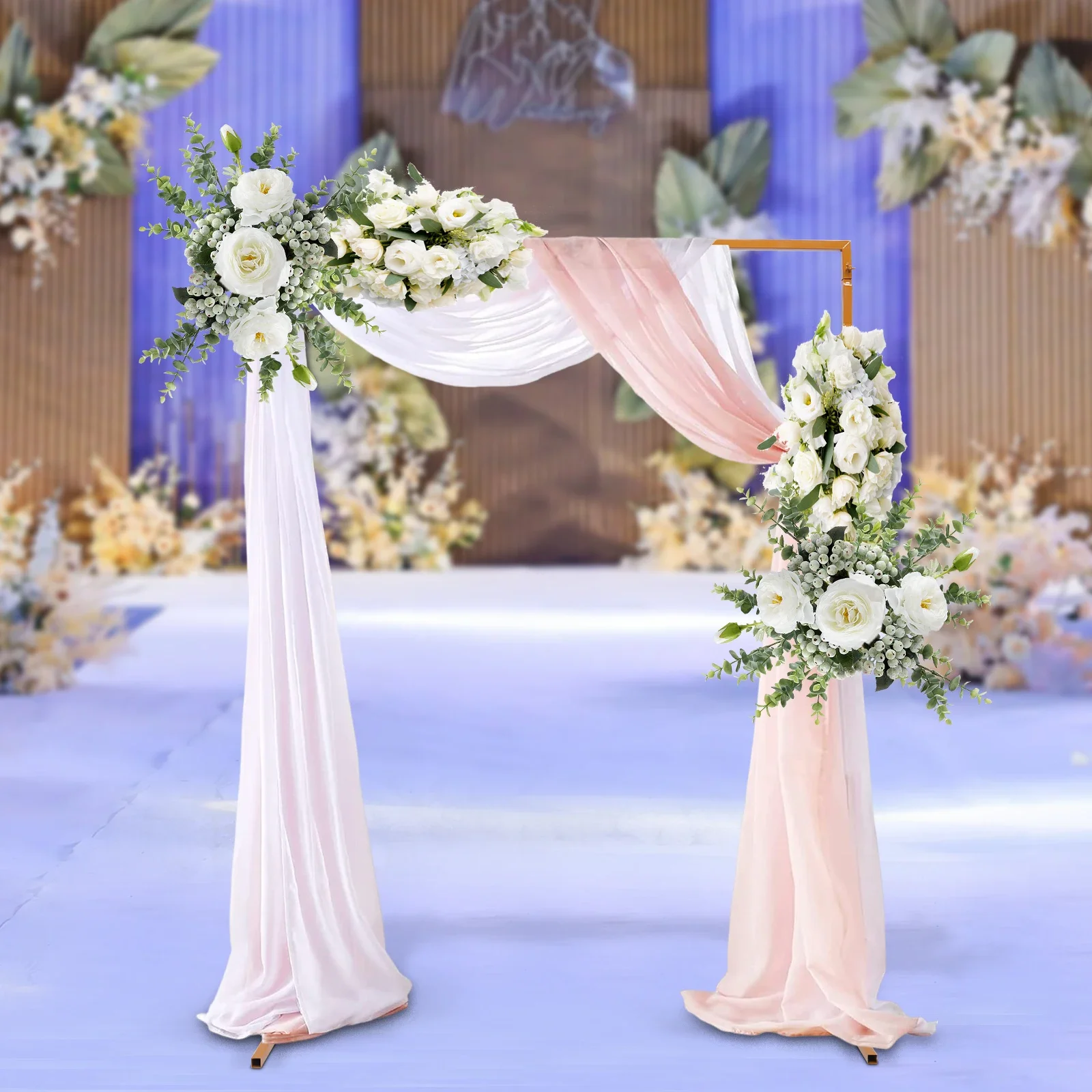 Wedding Arch Stand with Bases 6.6 x 4.9 Feet Square Garden Arch Metal Abor for Weddings Party Event Decoration