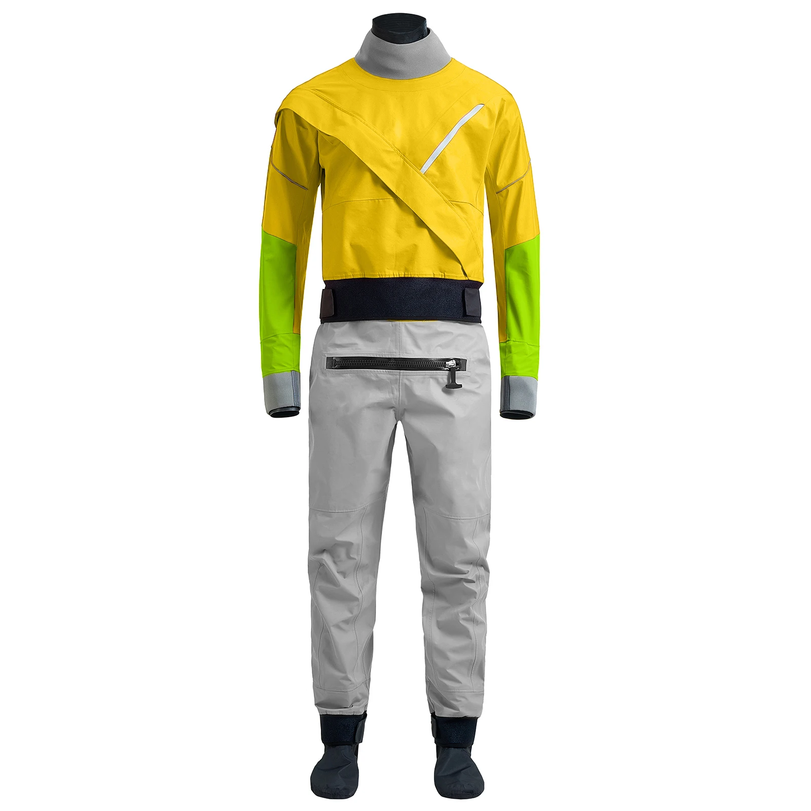 Kayak Dry Suit for Men 3-layer Waterproof Fabric Drysuit With Latex on Neck and Wrist White Water River Pending